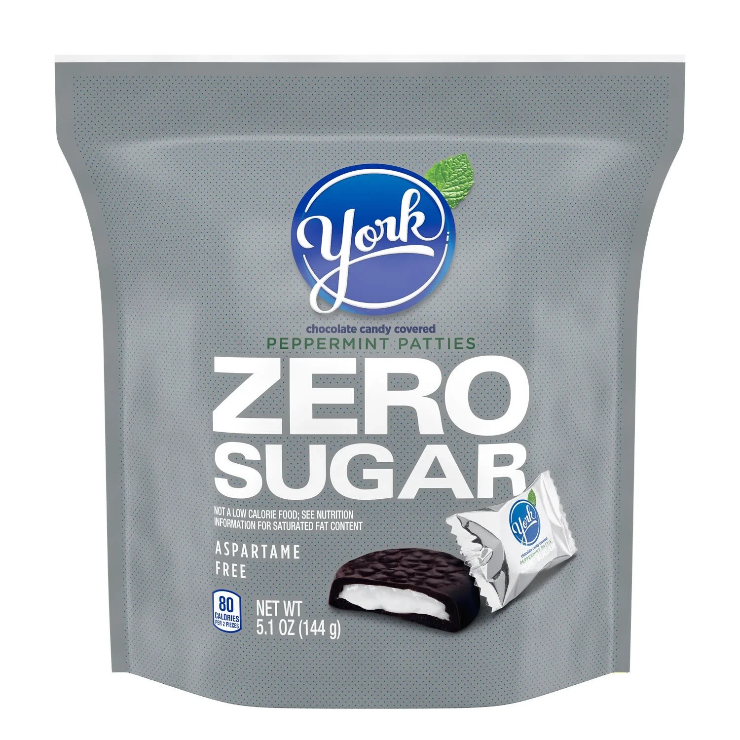 York Zero Sugar Chocolate Peppermint Patties Candy, Bag 5.1 oz. Free Delivery