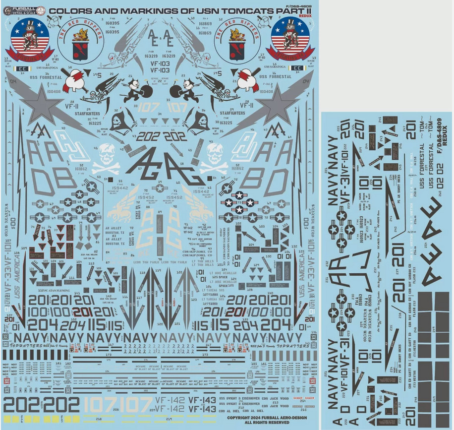 Furball 1/48 decals USN F-14 Tomcats Colors & Markings Part II - FDS4809