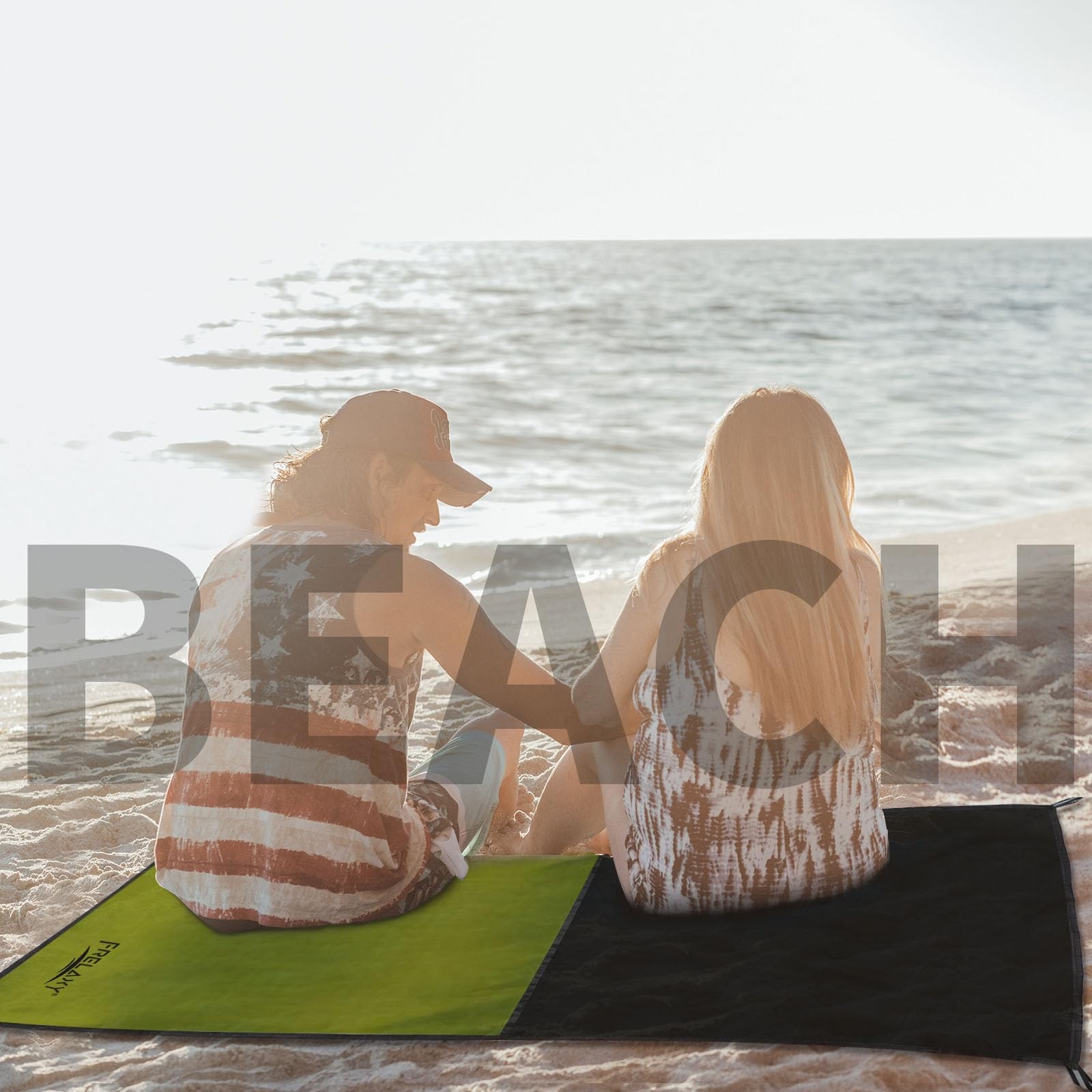 Frelaxy Pocket Picnic Blanket, Waterproof Sandproof Beach Mat, Compact Camping T