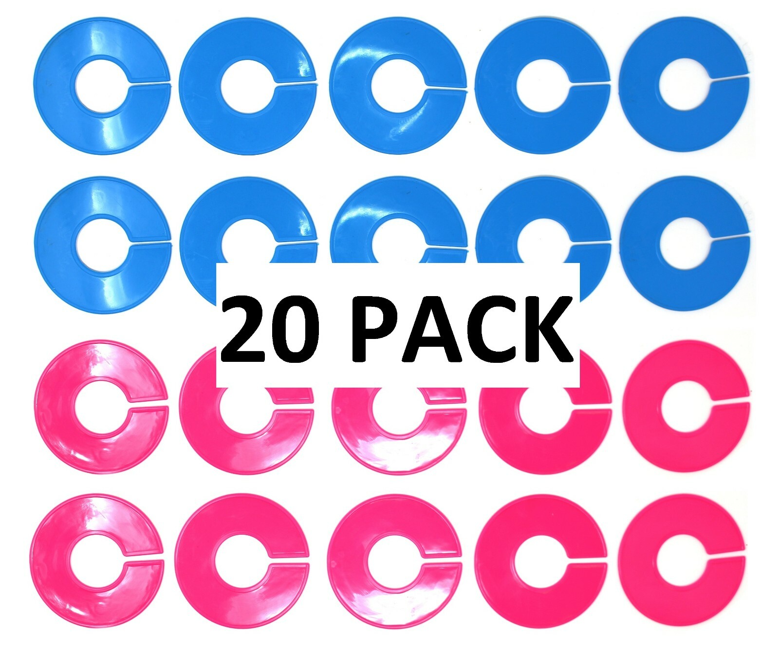 Pink and Blue Round Plastic Blank Rack Size Dividers - Multi-Pack
