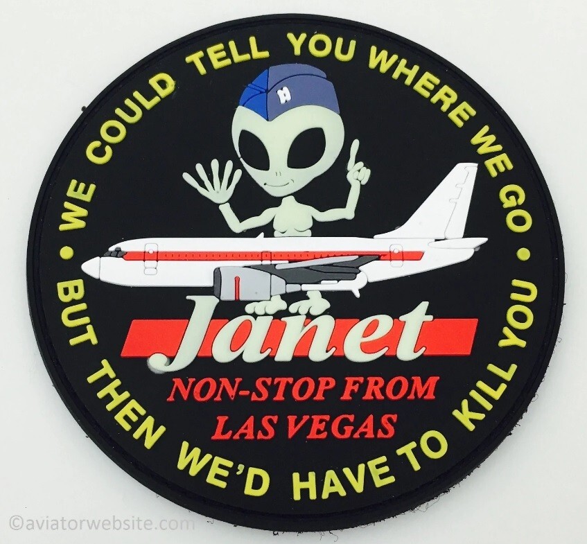 JANET AIRLINES "Non-Stop from Las Vegas" Area 51 - PVC Patch w/ Hook&Loop