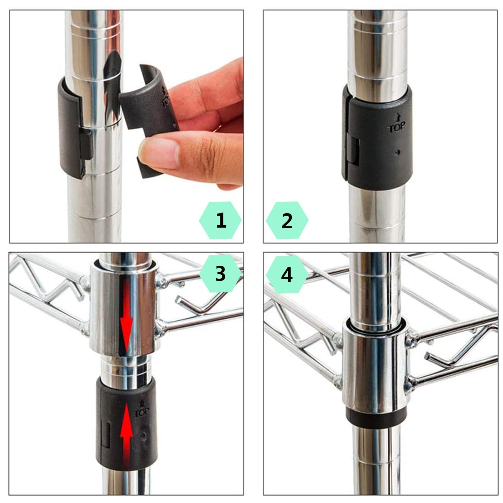 Wire Shelf Clips Shelving Split Sleeves Lock Metal Rack Fits 1" Post 54-Pack..