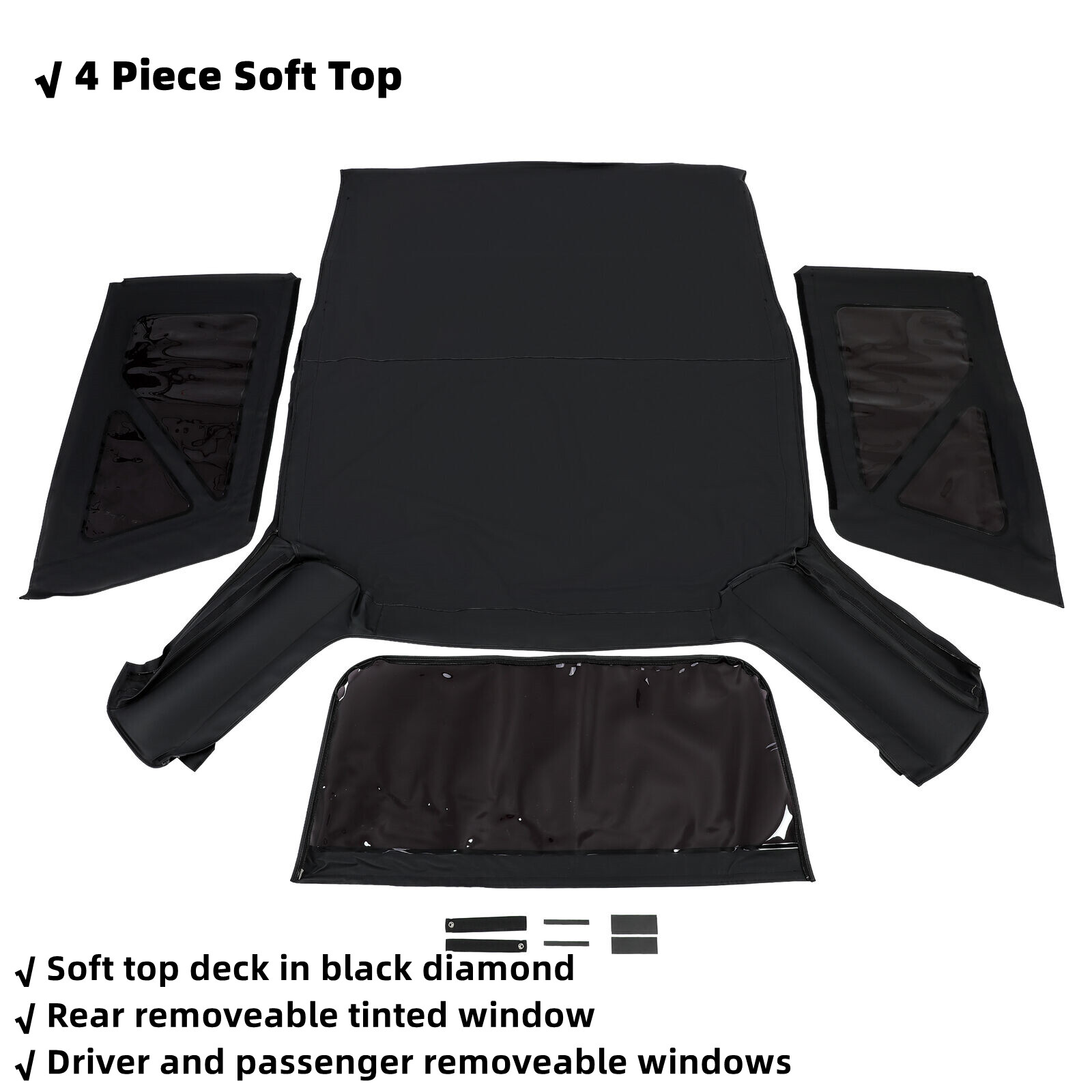 For Jeep Wrangler 2 door models 2007-2018 Replacement Tinted Windows & Soft Top