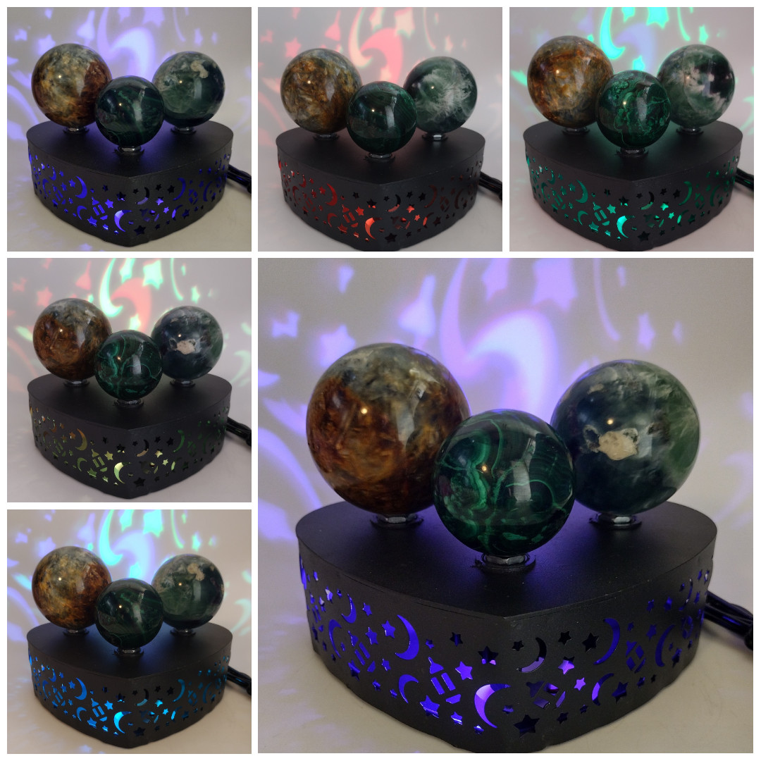 USB Rotating LED Crystal Sphere Stand Crystal Ball Display Base Color Changing
