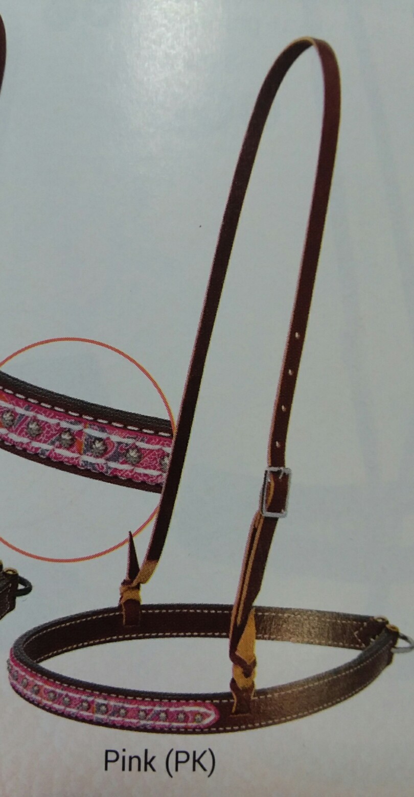Weaver Leather Vintage Paisley Noseband with Pink Overlay