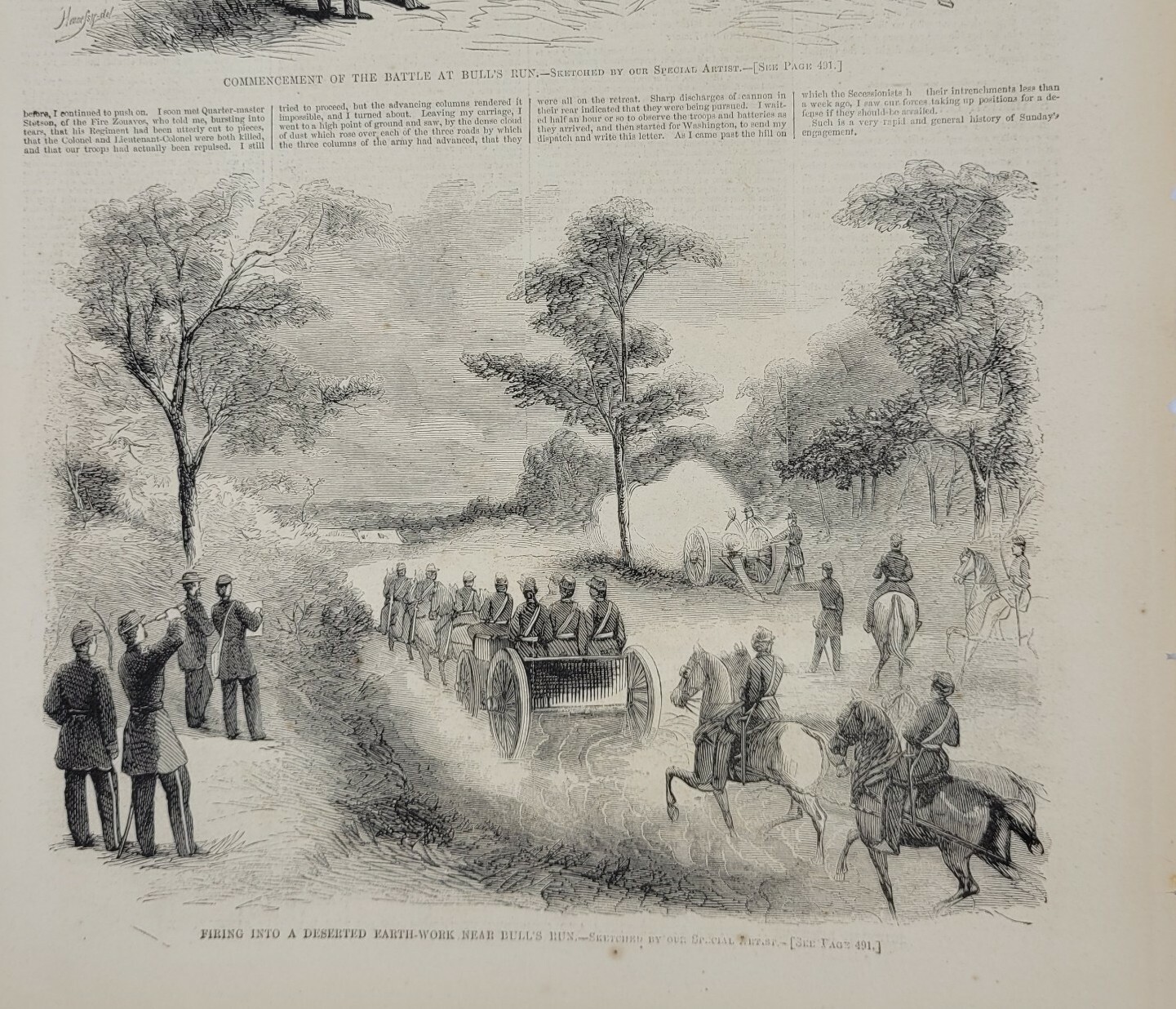 Battle of Bull Run 1861 Vintage Print artillery