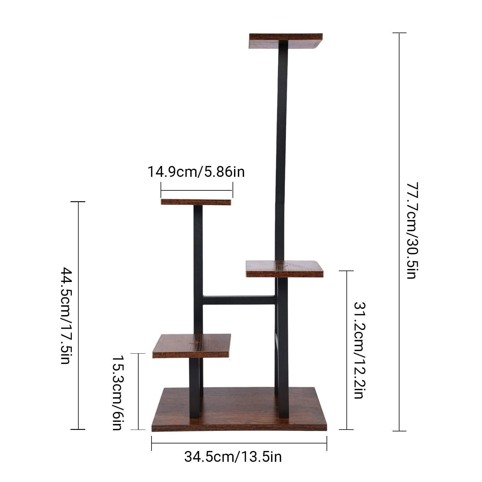 Aopark 4 Tier Plant Stand for Indoor Plants, Modern Flower Shelf Dark brown