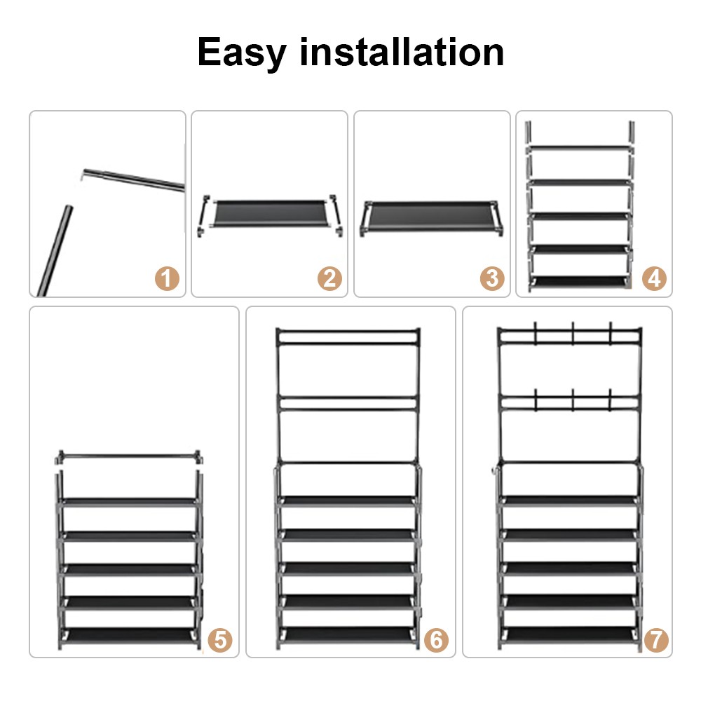 Coat Rack with Shoe Storage,5-Tier Shoe Rack and 8 Clothes Hooks Coat Rack Black