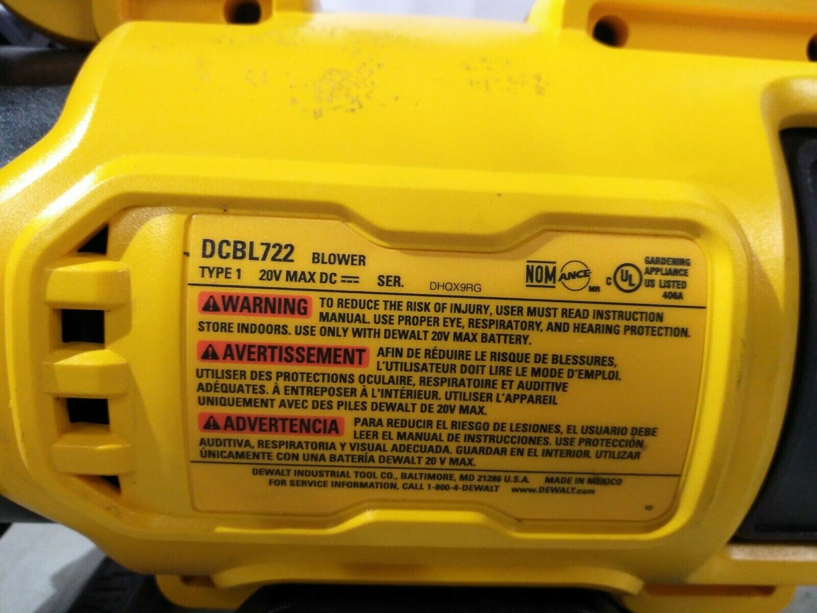 DeWALT DCBL722 20V MAX XR Lithium-Ion Handheld Blower (Tool Only) #413