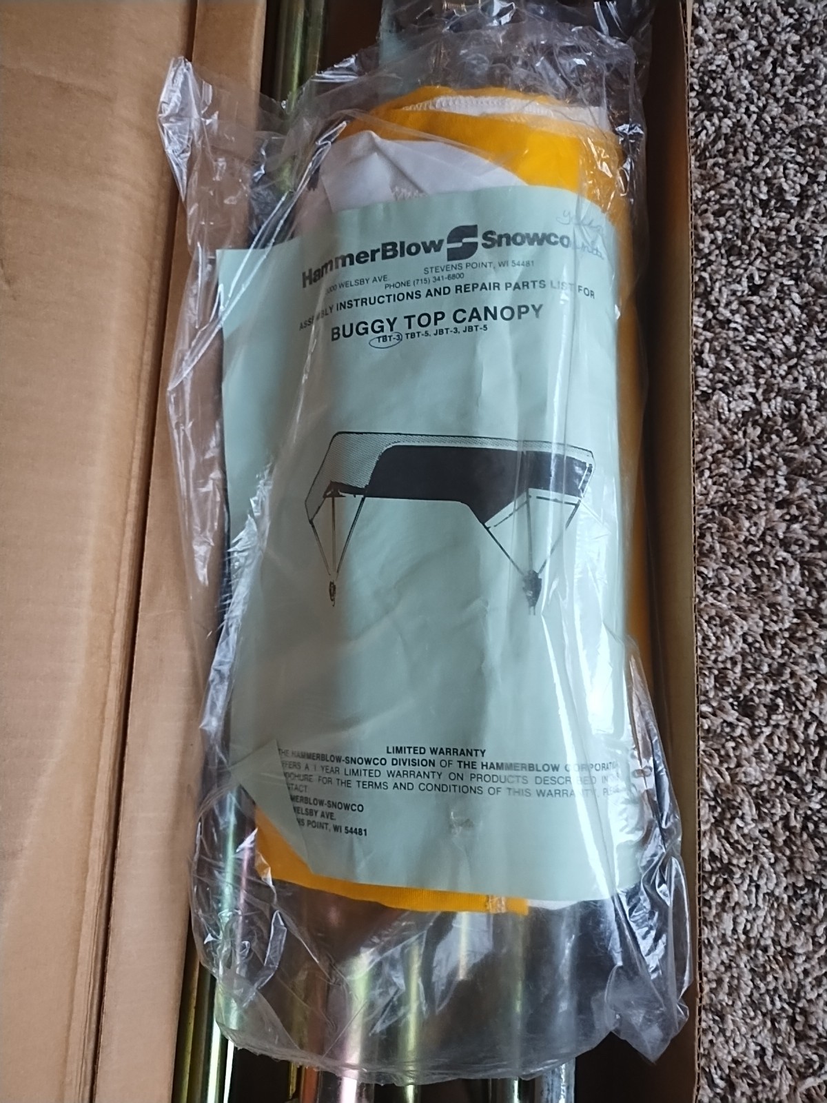 BUGGY TOP Umbrella TRACTOR 3 Bow Frame Yellow White Canopy Minneapolis Moline 40