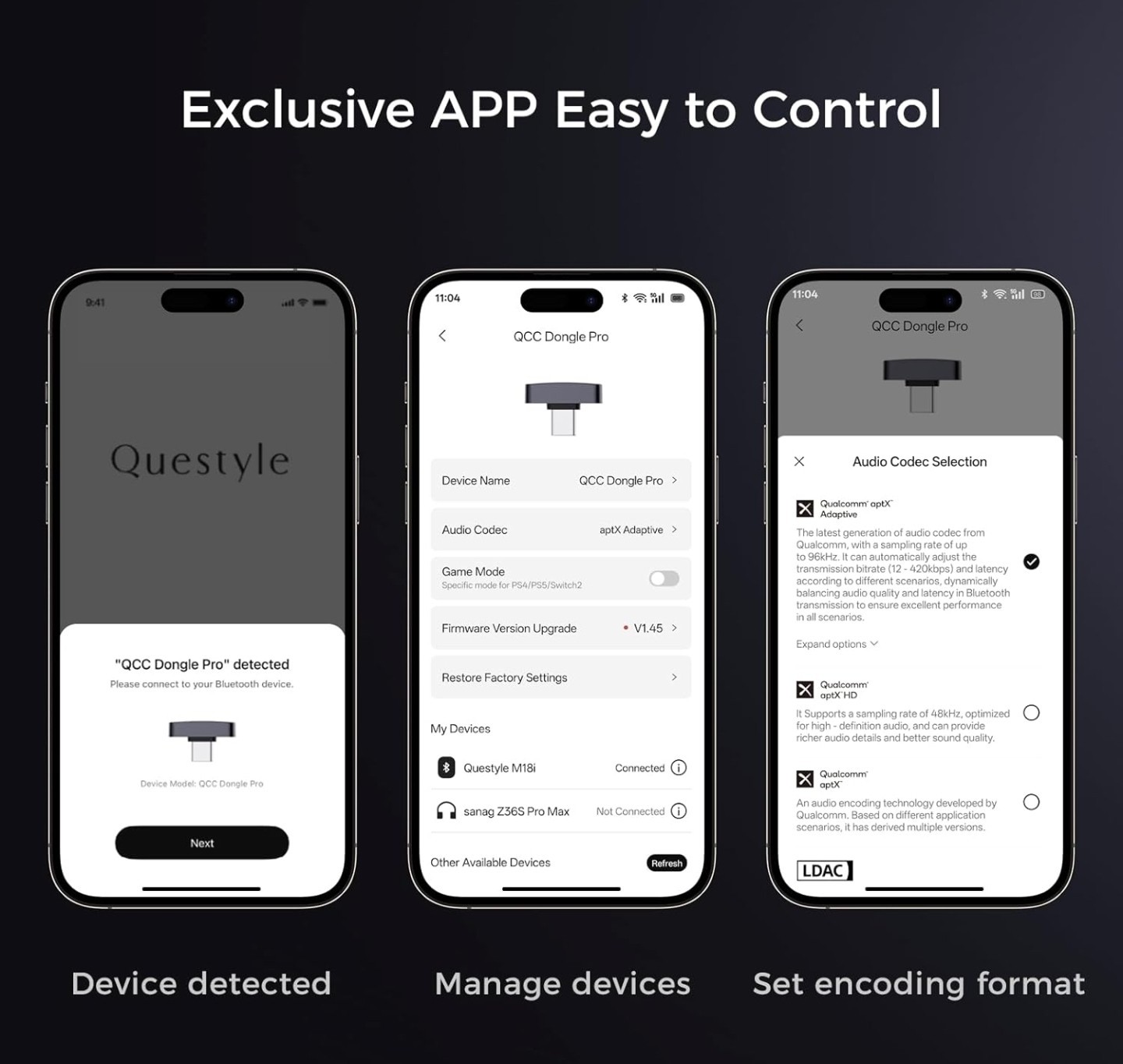 Questyle QCC Dongle Pro USB-C Bluetooth Audio Transmitter LDAC aptX Lossless PS5