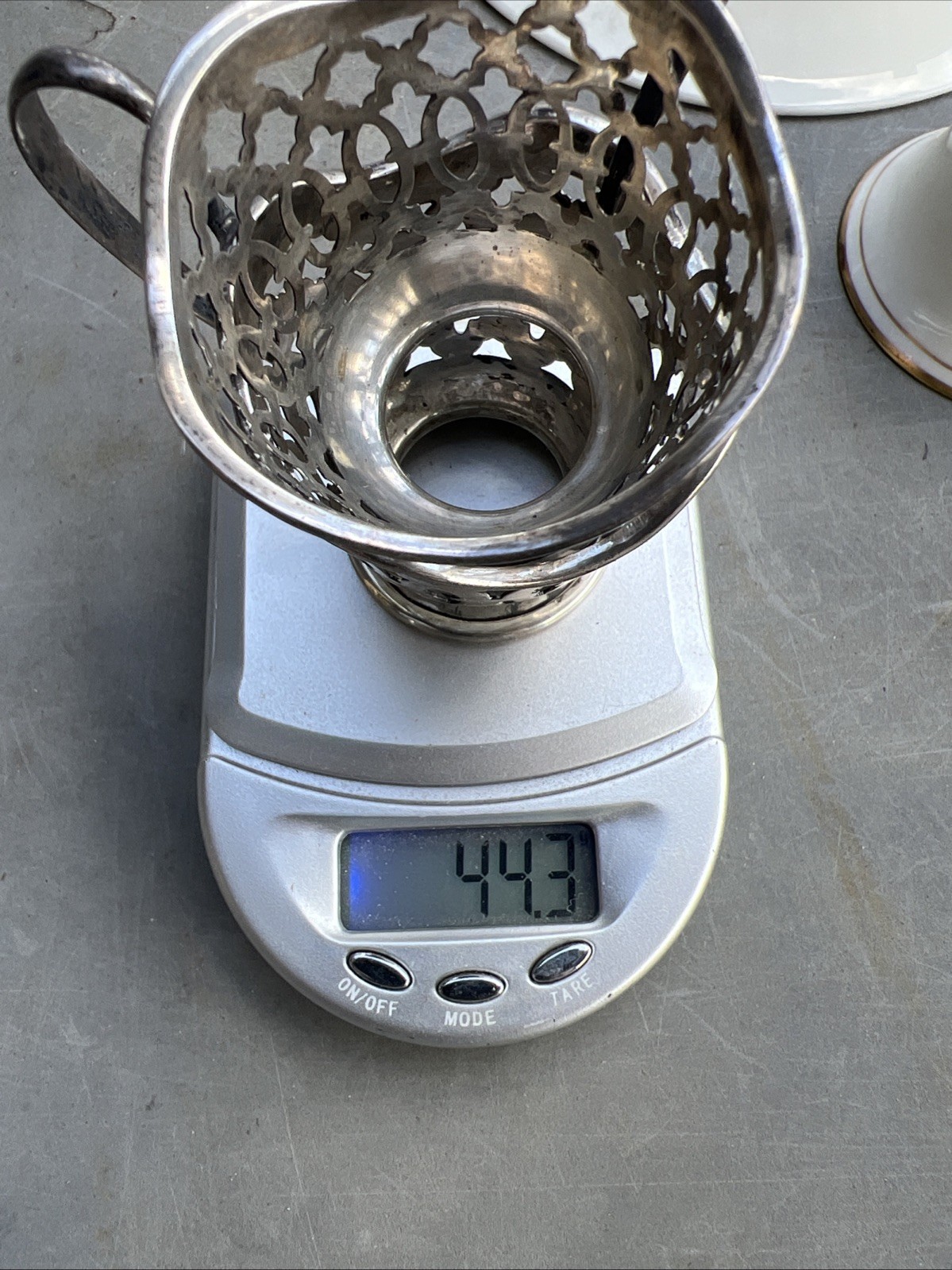 2 STERLING Silver (44.3g) SOLID SILVER + LENOX Cups & Saucers 1920-40 3”