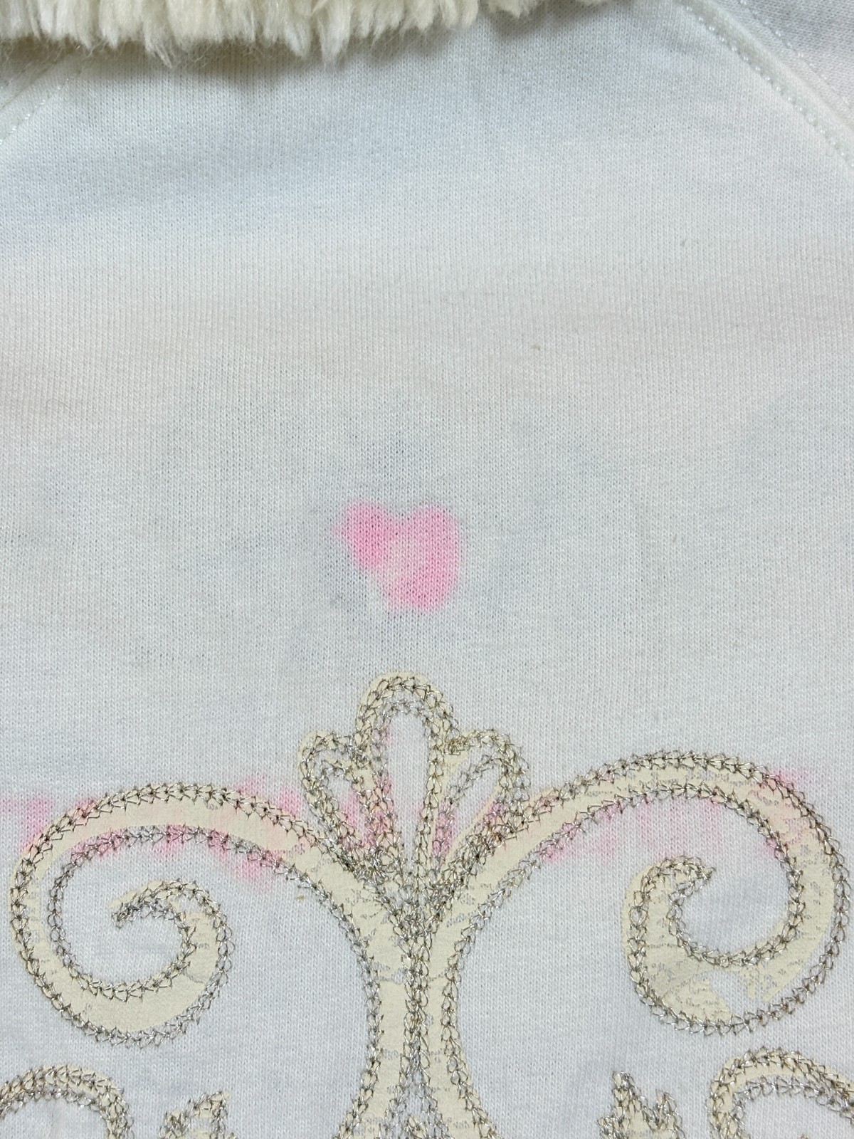 TWISTED HEART BEADED HEART Embroidered Zip Up Faux Fur Trim Hoodie Sz XS NWT