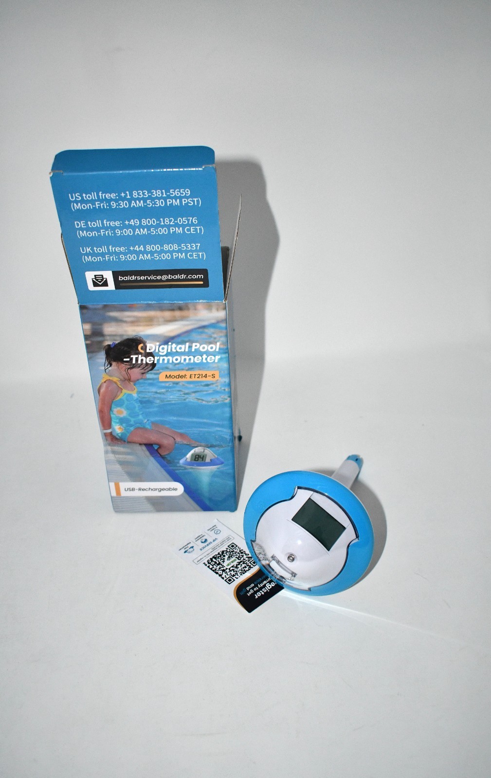 BALDR Rechargeable Wireless Pool Thermometer, Floating Dual Screen Water Thermom