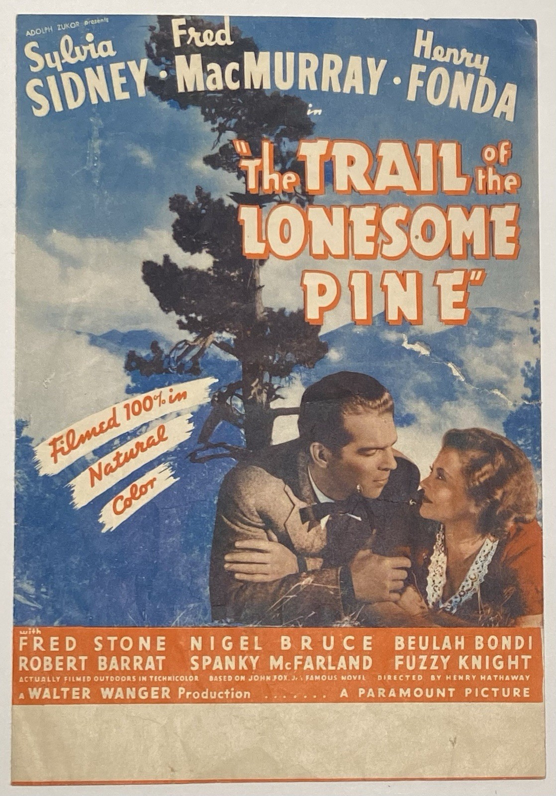 THE TRAIL OF THE LONESOME PINE 1936 Sylvia Sidney Film Technicolor Movie Herald