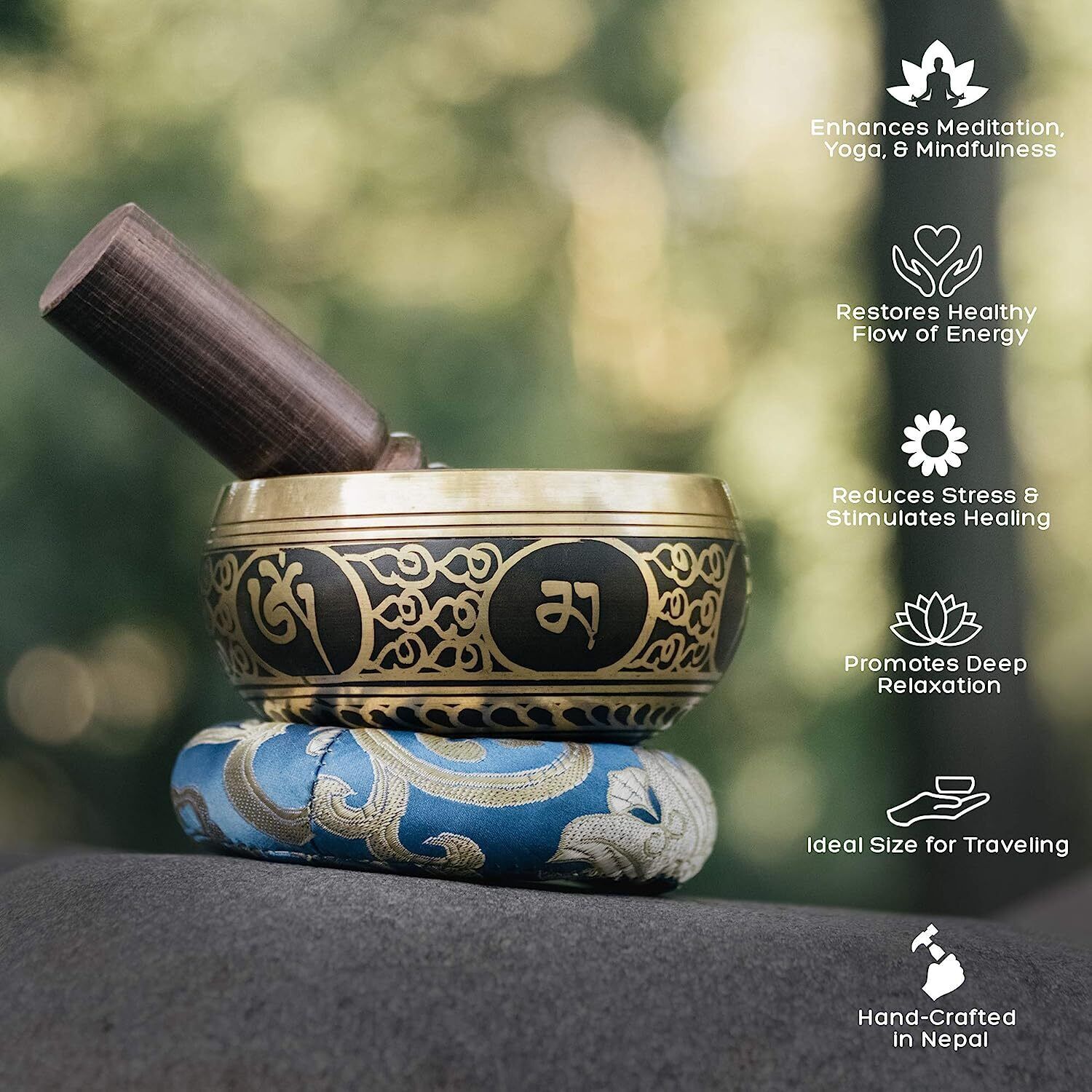 4" Tibetan Singing Bowl Set with Gift Case, Sound Bowl, Meditation Bowl, Nepal