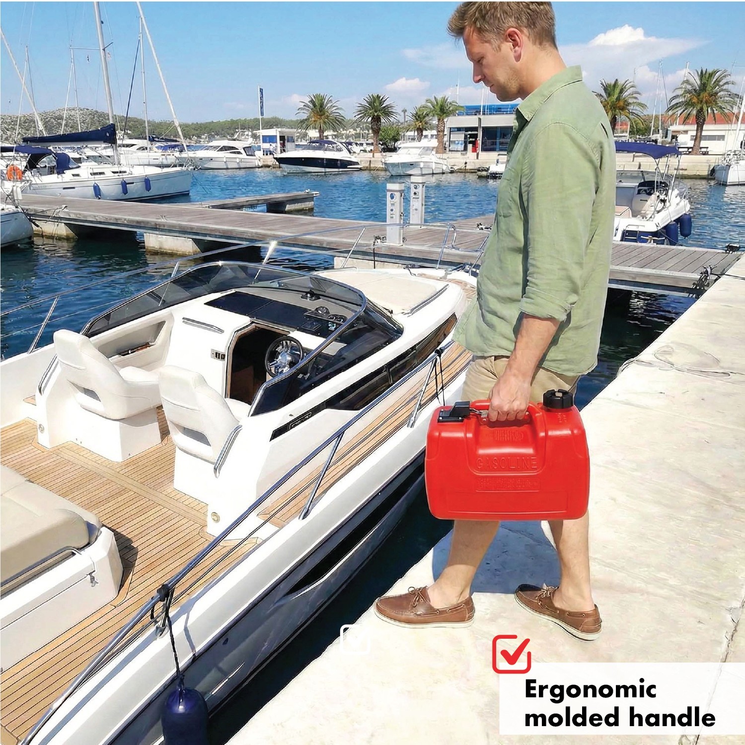 Portable 12L Marine Tank W/ Connector Fuel Tank Outboard Boat Motor