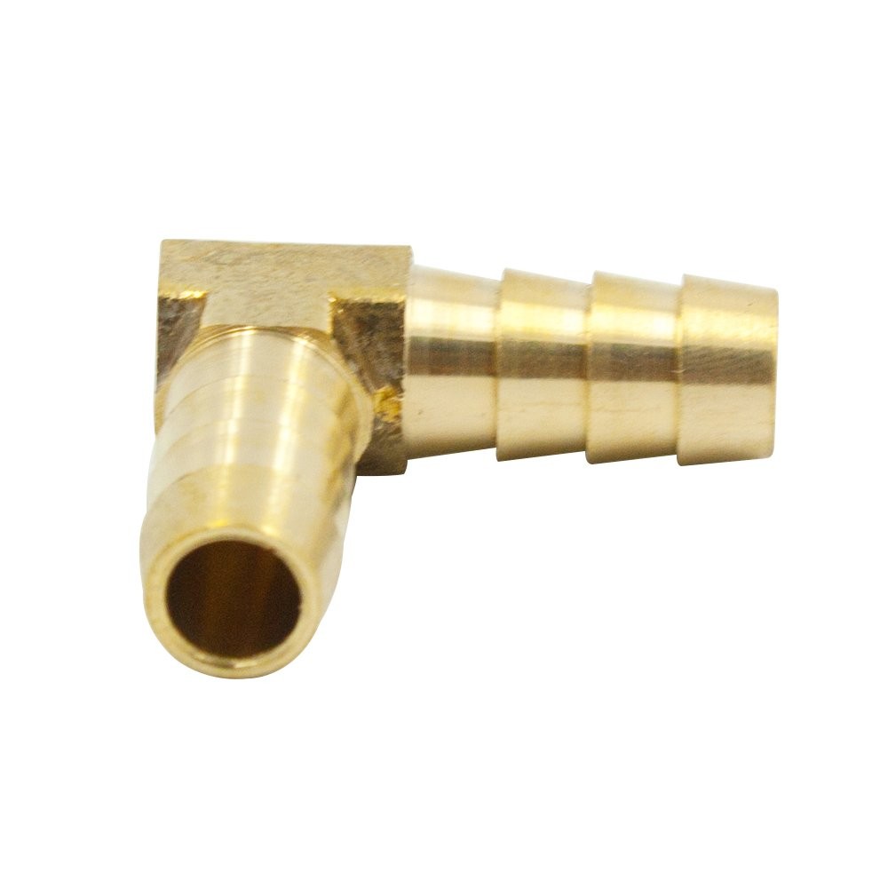 Brass Hose Barb 90 Degree Elbow Fitting 5/16" Barbed x 122-5, Gold