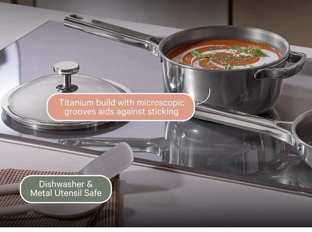 Titanium Mini Perfect Pot Pro Chrome - 2.75 Qt No-Coating Nonstick Pot Tri-Ply