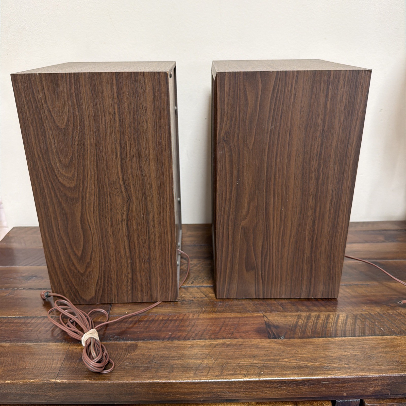 Vintage Made Japan Bookshelf Speakers Pair Wood Grain Retro Audio Tested Works