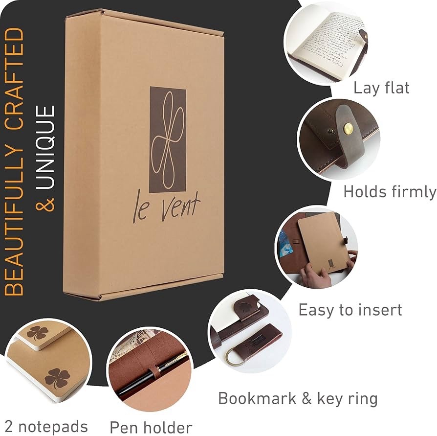 Refillable Genuine Leather Journal for Women & Men 5x8 Notebook for Work, Sketch