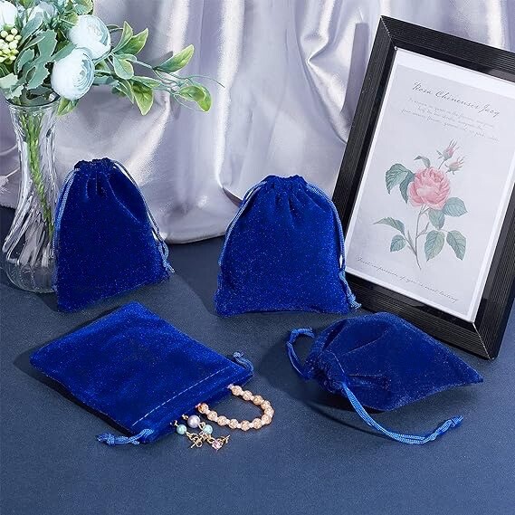 Velvet Gift Bags Drawstring Jewelry Pouches (10 pack) Royal Blue