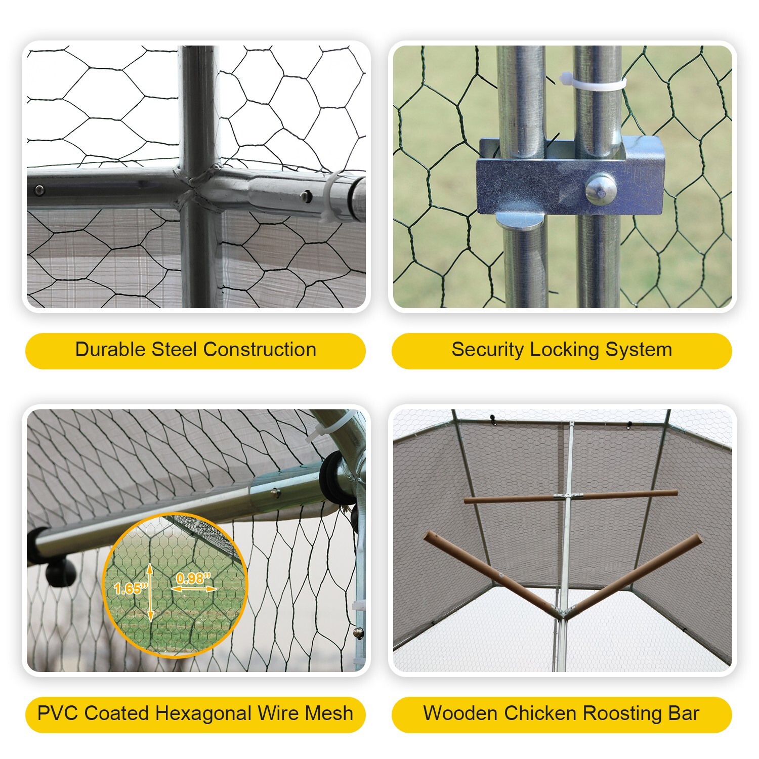 10x10ft Chicken Coop Run Cage Metal Hen House Playpen Enclosures w/Roosting Rack