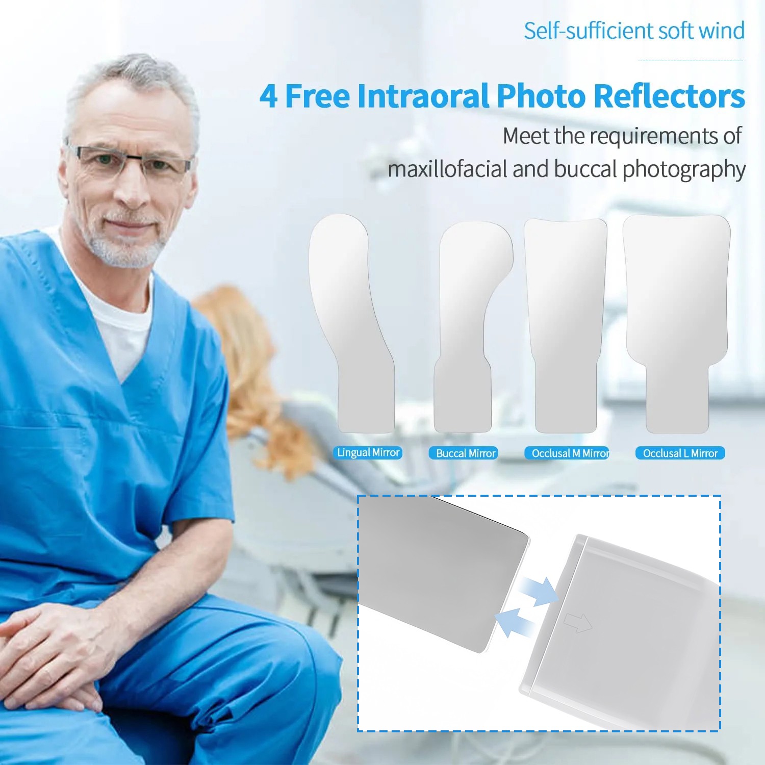 Fotográfico Intraoral LED con Espejo de Oclusión Dental 4 Espejos Anti-Vaho