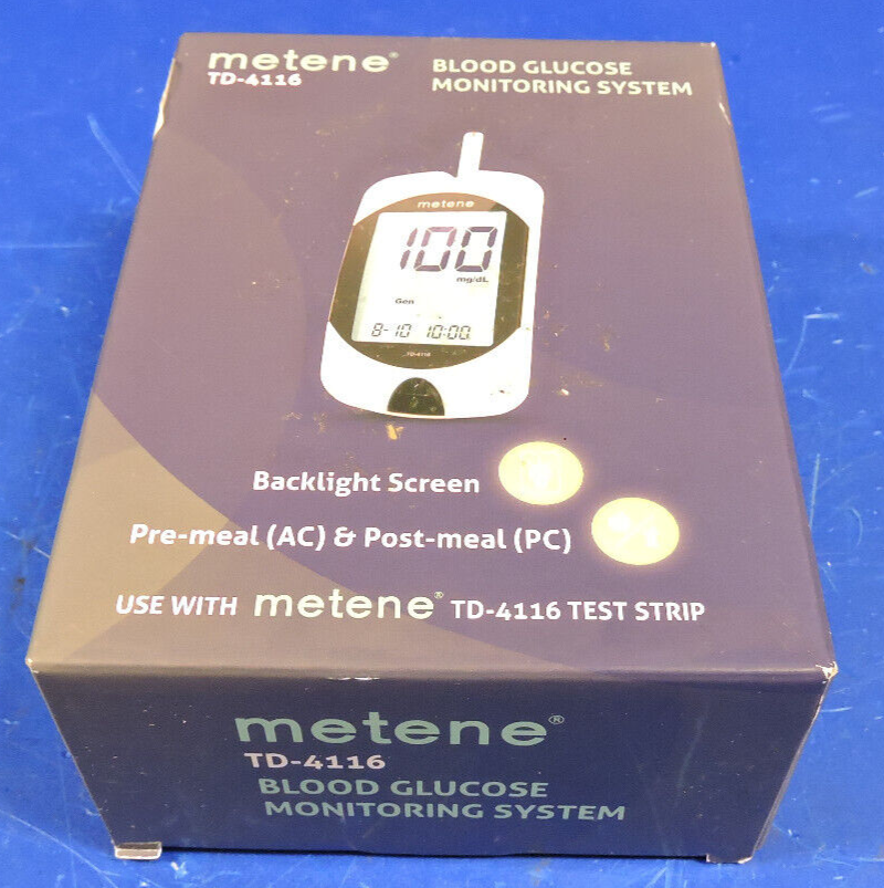NEW Metene TD-4116 Blood Glucose Monitor/ 100 Strips 100 Lancets / Complete 2026