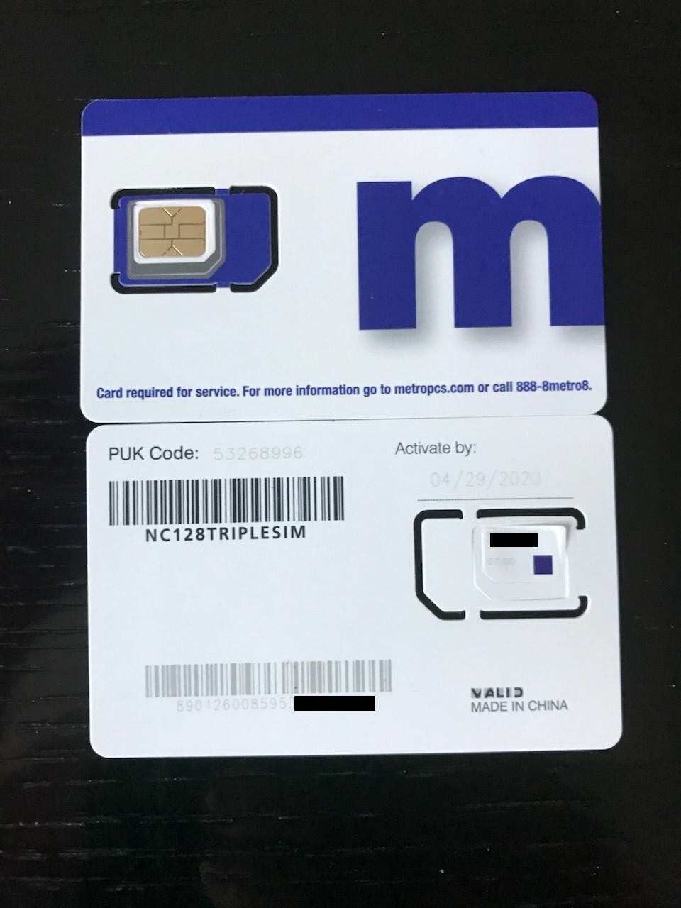 Metro PCS Sim Cards Triple Cut Good for Activation Brand New Latest Model