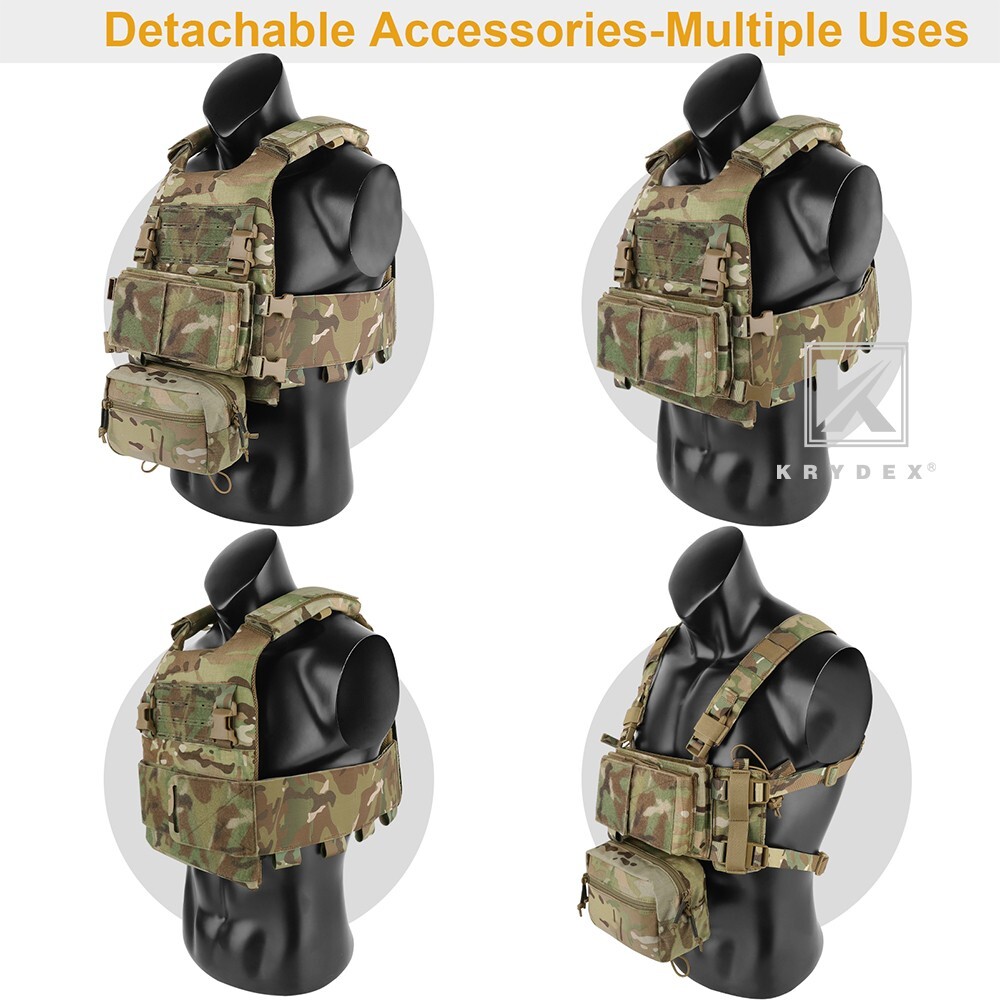 KRYDEX Low Vis Slick Molle Plate Carrier & Tactical Placard Holder & Drop Pouch