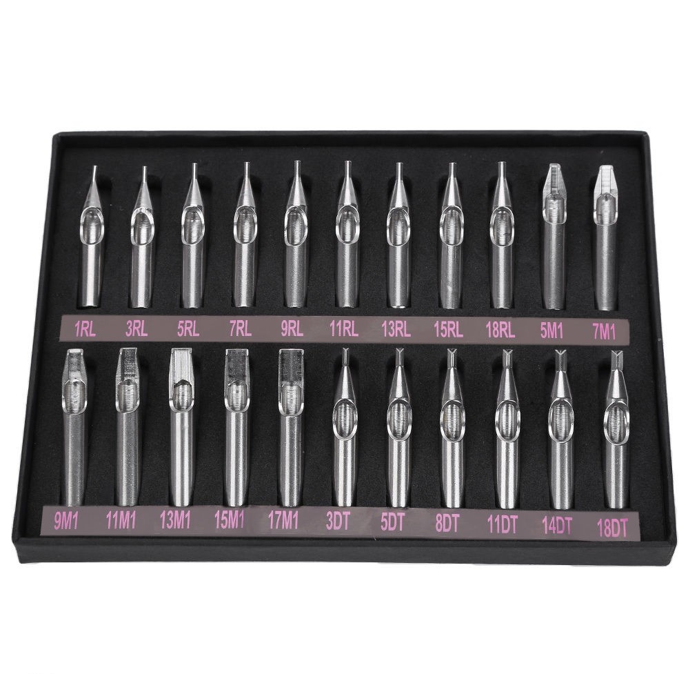 22Pcs/Box 304 Stainless Steel Needle Nozzle Tip For Tattoo Machine Tube Grip Kit
