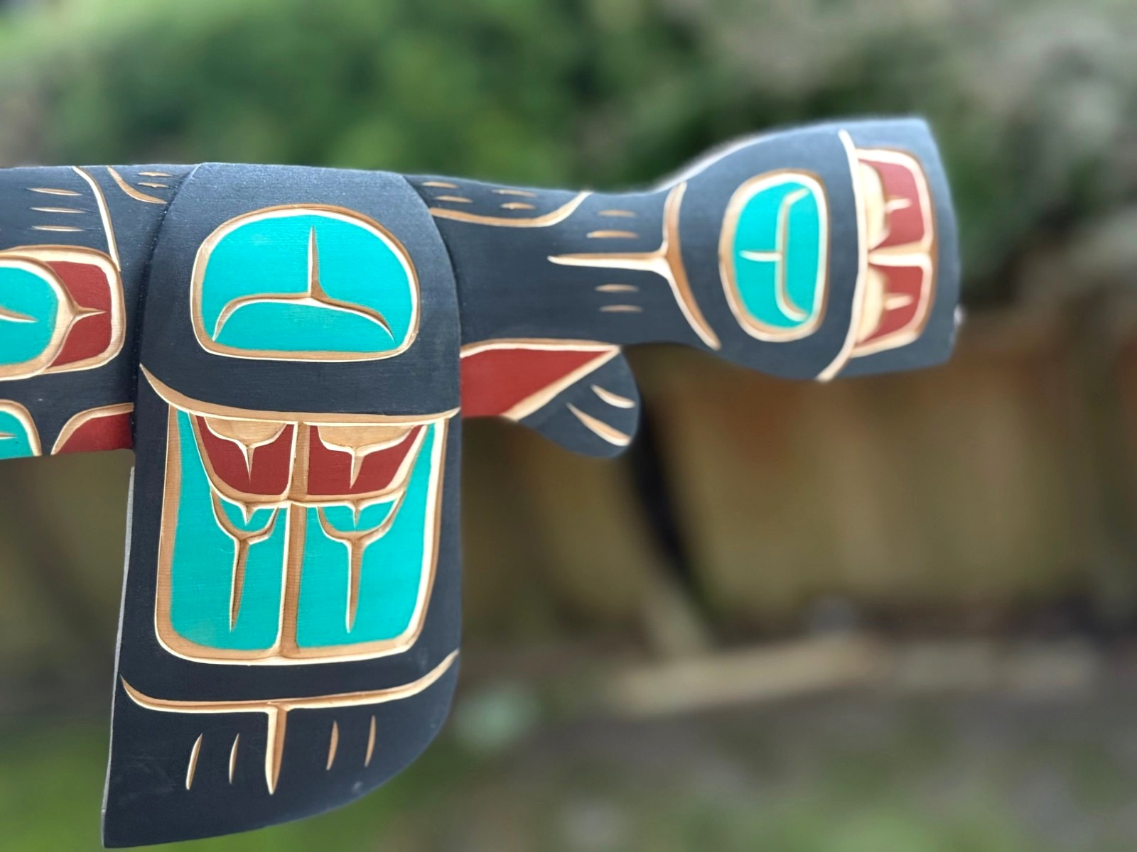 Northwest Coast Native Large Beautifully Detailed Yellow Cedar Hummingbird