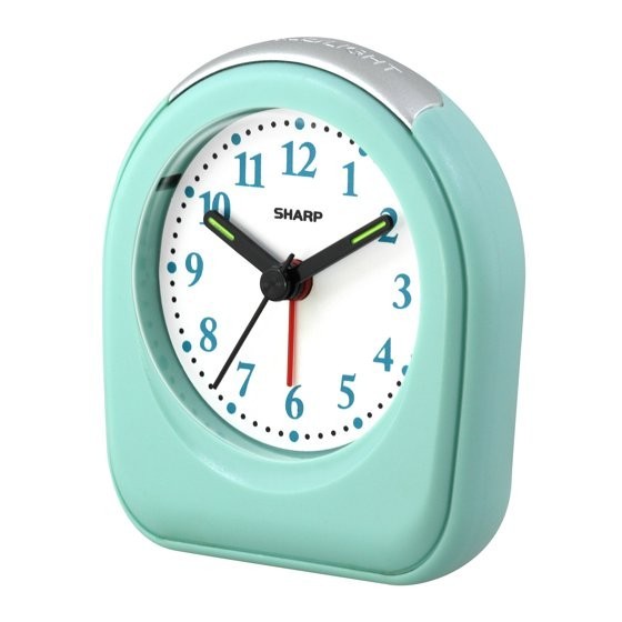 SHARP 2-Pack Mint Small Travel Alarm Clock Battery Operated Quartz Analog