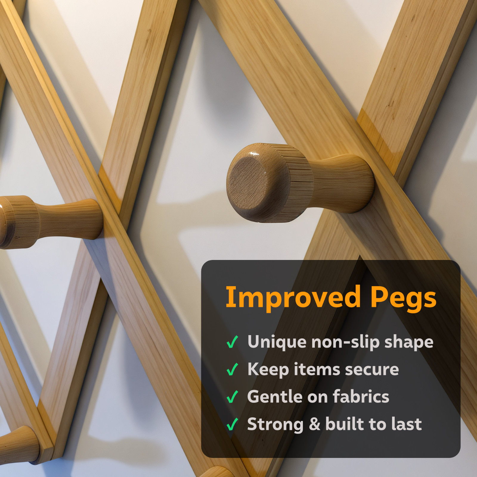 NNX Premium Accordion Rack for Wall, Expandable Coat Rack, Hat Organizer, Bamboo