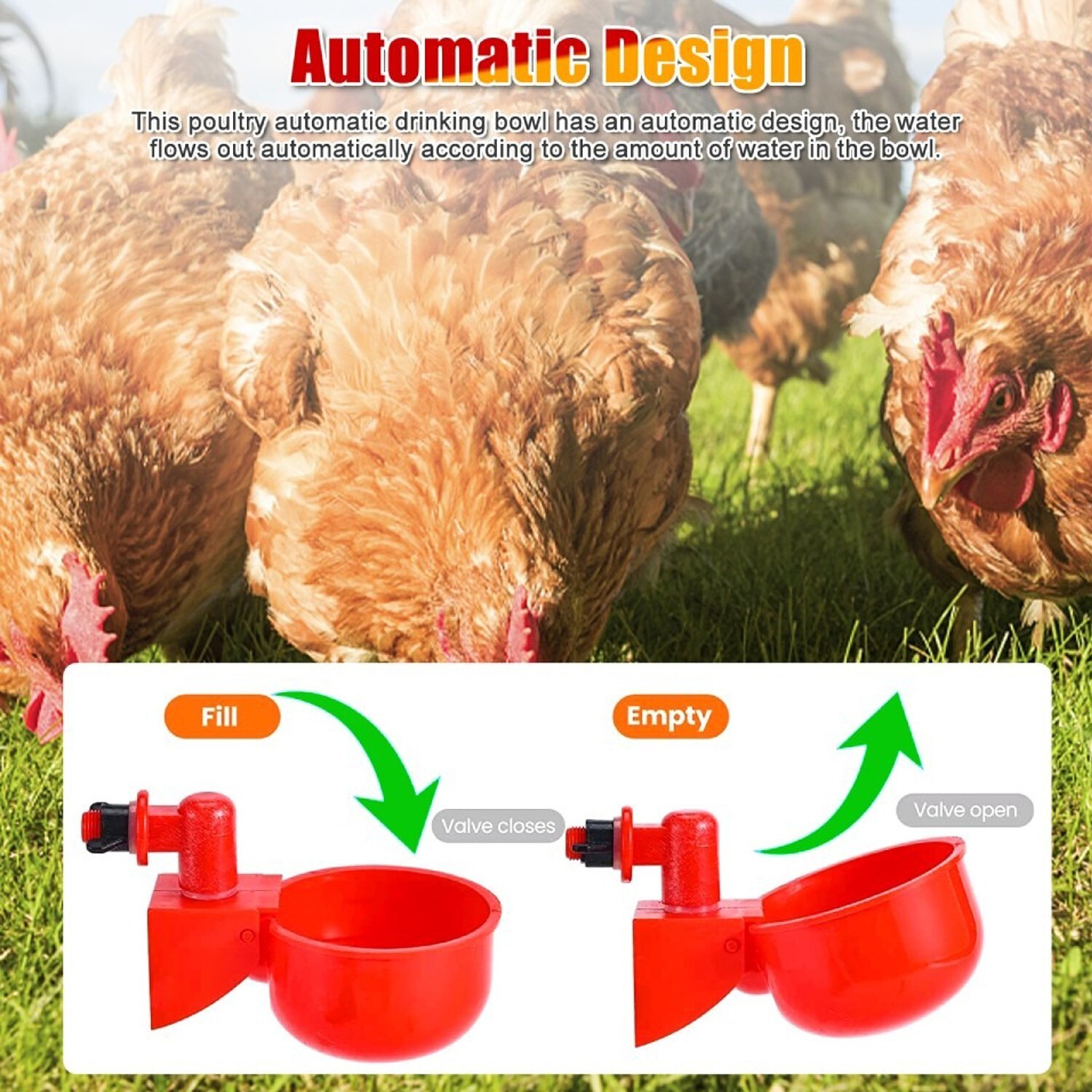 12PCS Chicken Automatic Watering Cups Drinker Waterer for Duck Quail Hen Poultry