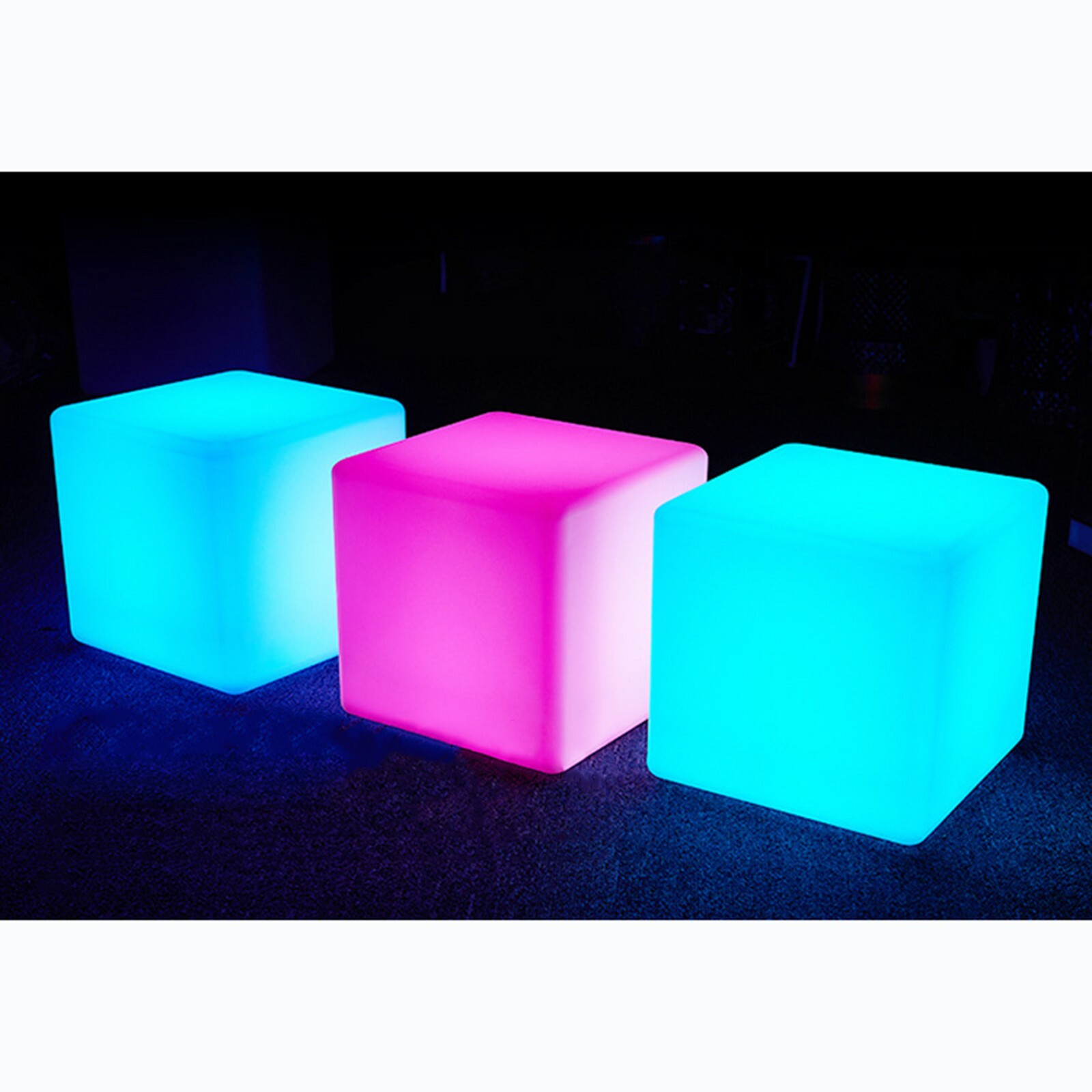 Cube LED RGB 16 Color Changing Light Stool Outdoor Indoor Patio Party Chair Seat