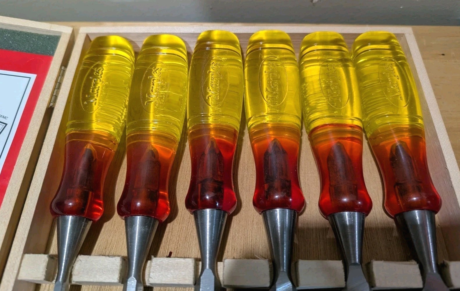 Vintage Marples Splitproof Bevel Edge Chisel Set Of 6 Pieces-Excellent Condition