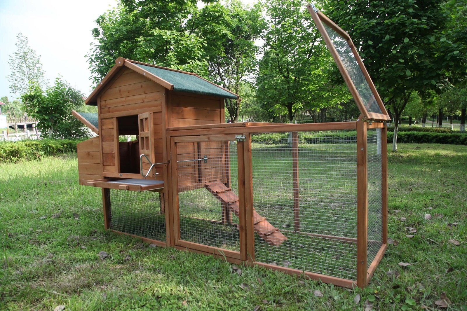 Outdoor 80'' Wooden Chicken Coop Nest Box Hen House Poultry Pet Hutch Garden