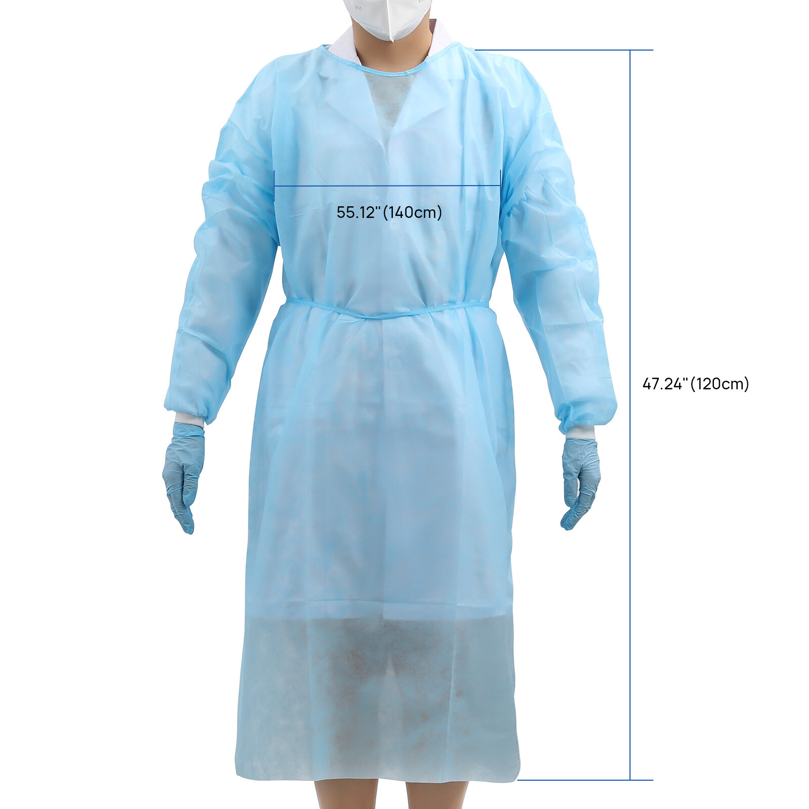 Dental Lab Disposable Isolation Gown Gowns Knit Cuff Long Sleeve Soft Blue