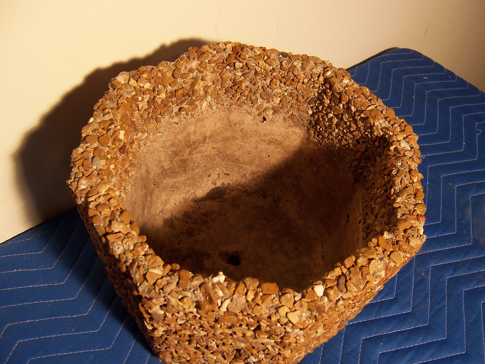 Vintage Exposed Aggregate Octagon Concrete Garden Planters Pair