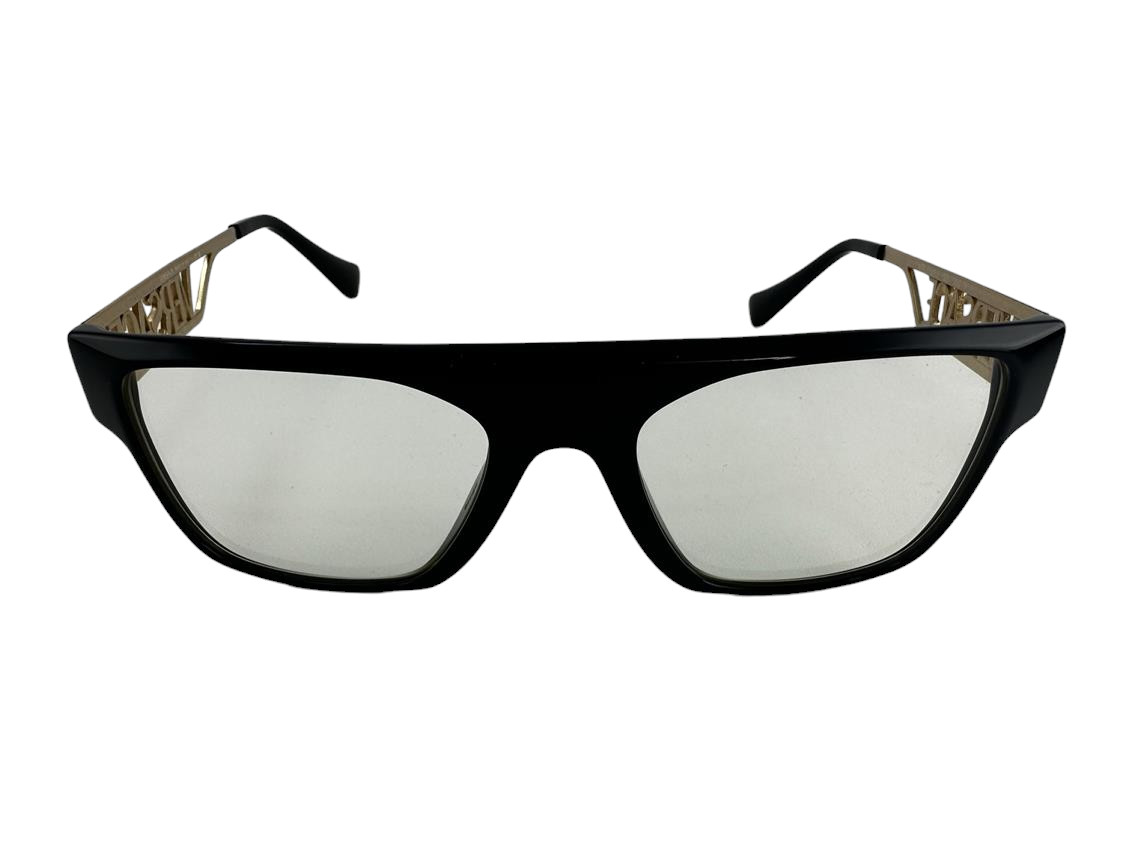 Versace NEW Black Retro Flat Top Frames Gold Mens 55-19-145 Eyeglasses VE3326U