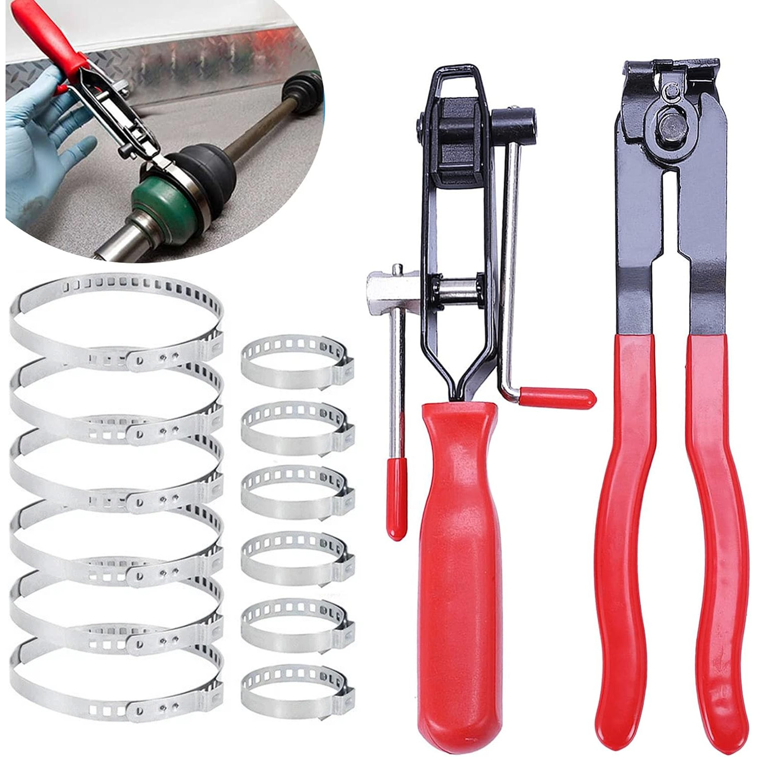 CV Joint Axle Boot Clamp Pliers Tool w/12 Crimp Bands Replace For Auto / ATV US
