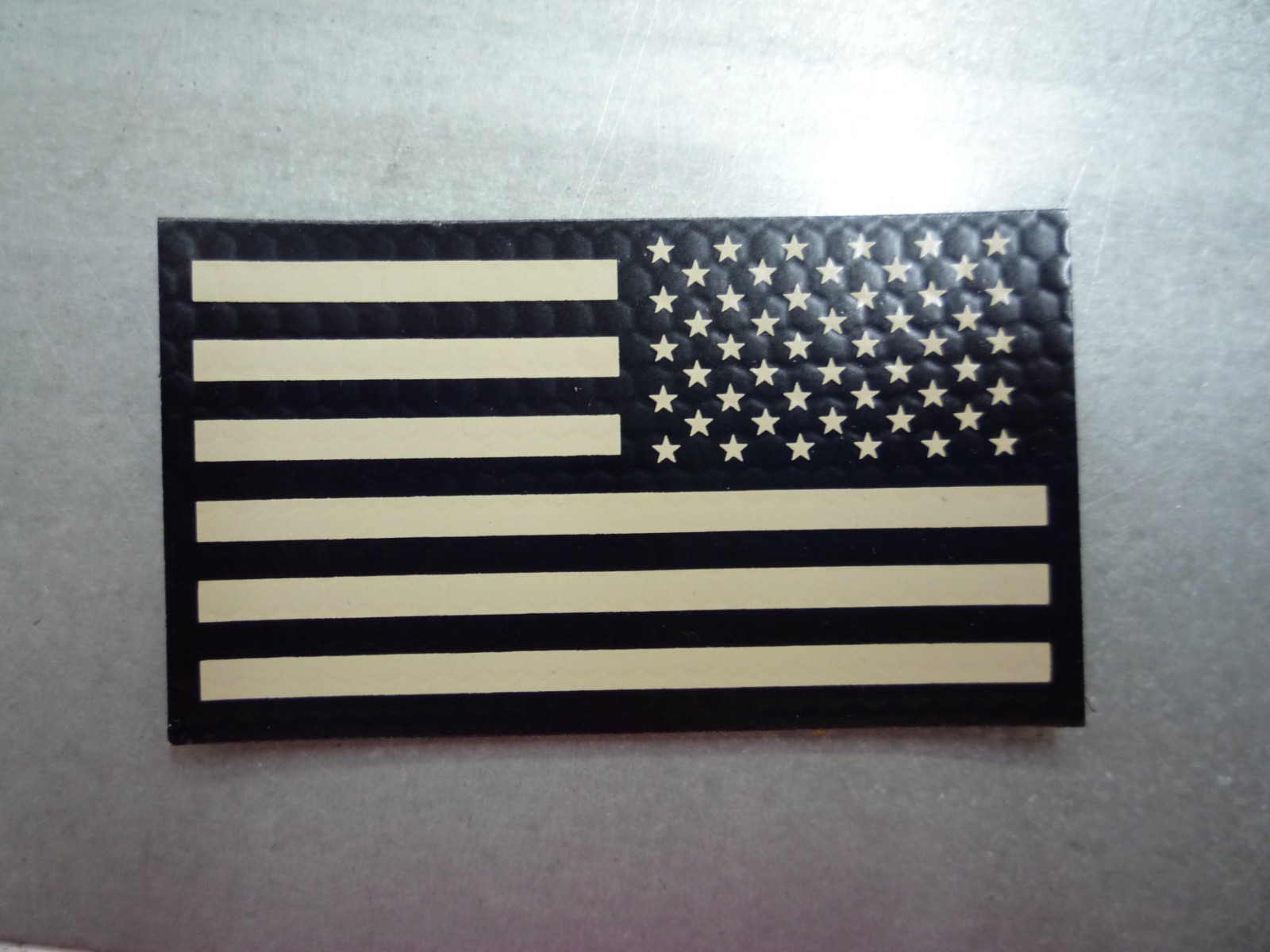 10 Pack Reverse USA Flag Tan on IR Magic Black Solas 3.5"X 2" MATT REJECT #395