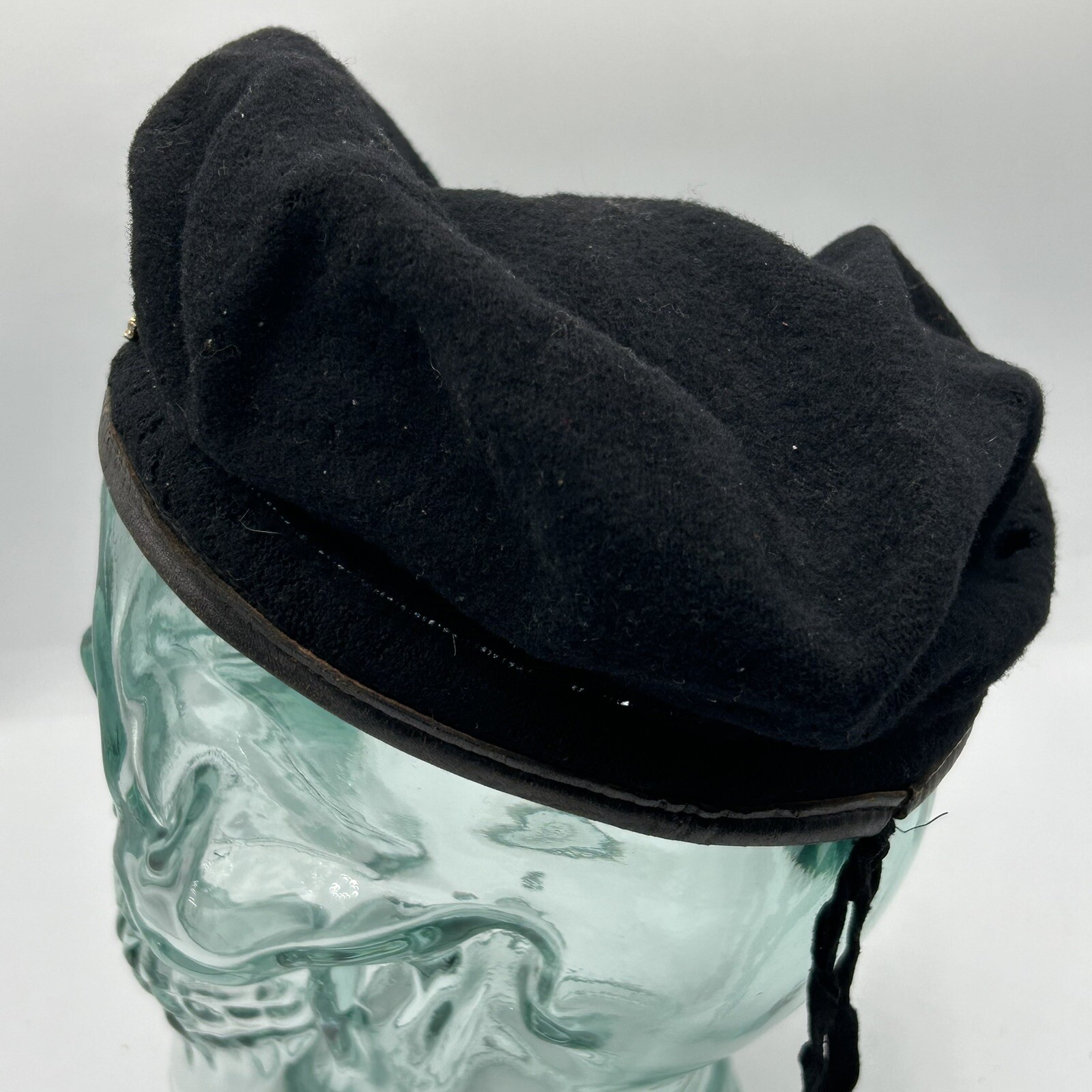 Vintage Army Ranger Beret Black Wool Normandy Basque ARVN Pin