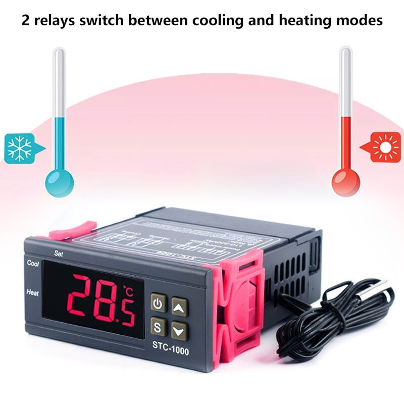 2pcs STC-1000 AC 110V-220V Digital Temperature Controller Thermostat With Sensor