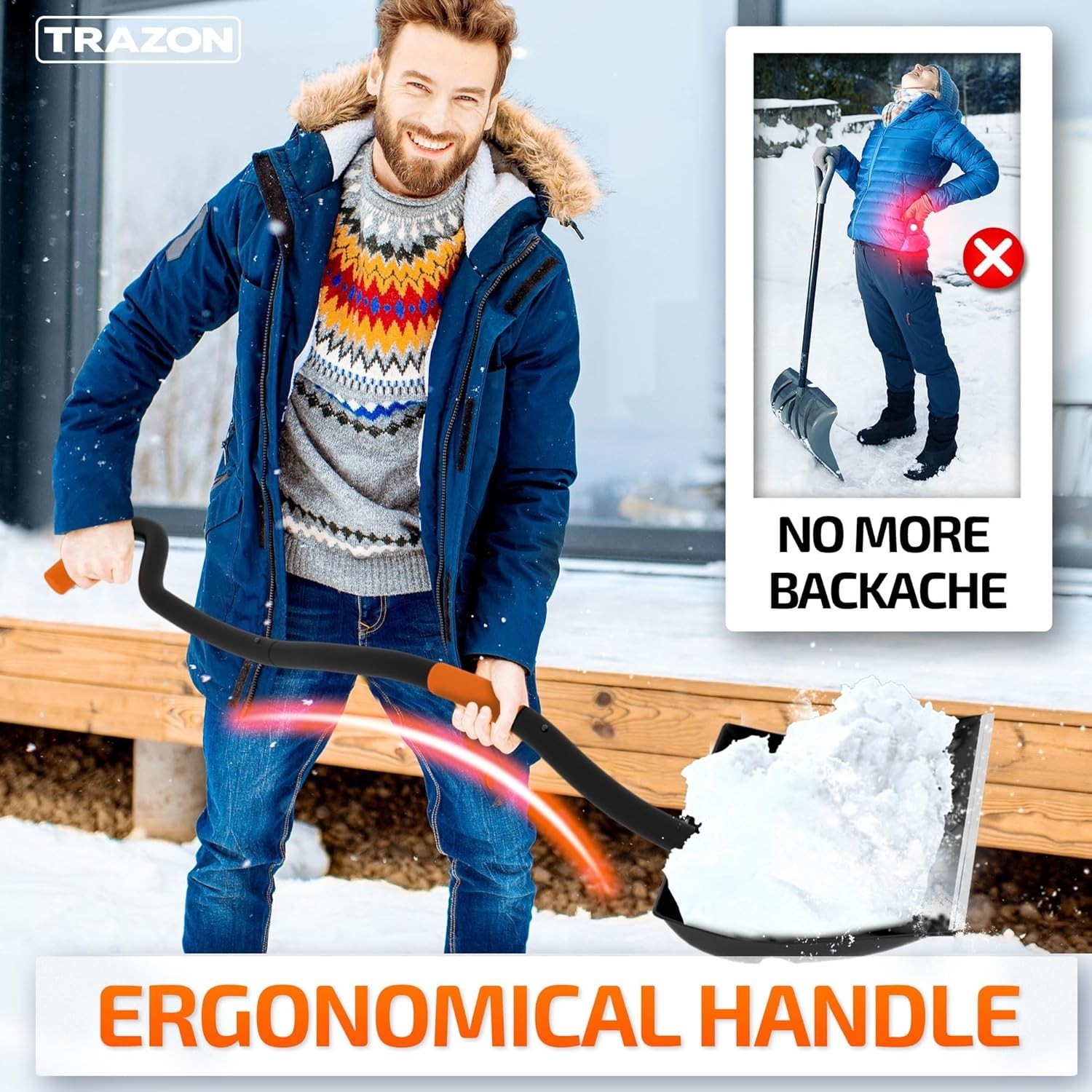 Trazon Snow Shovel Do you frequently face the wall of snow on your driveways, si