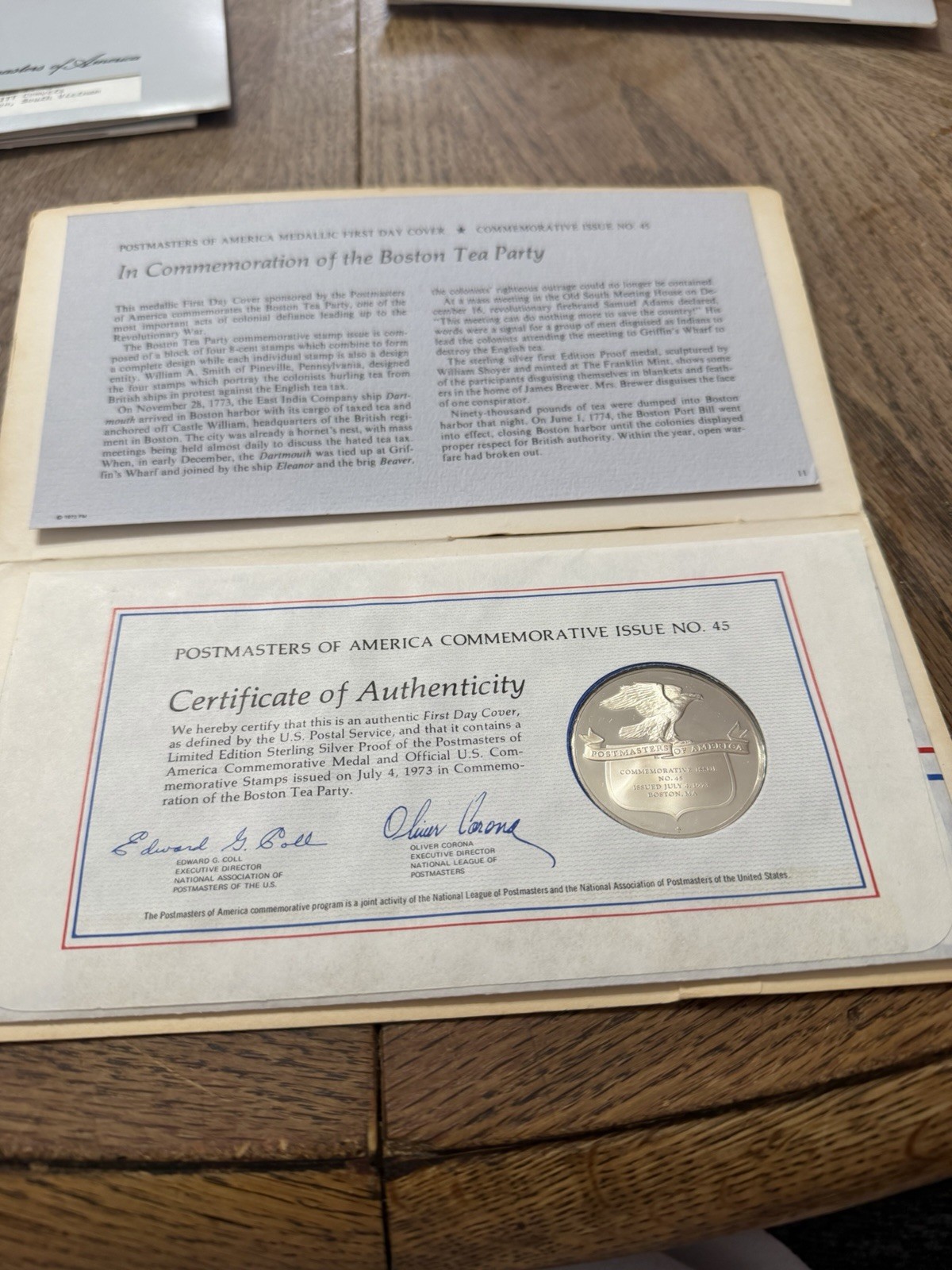 (5) postmasters of america medallic first day covers.