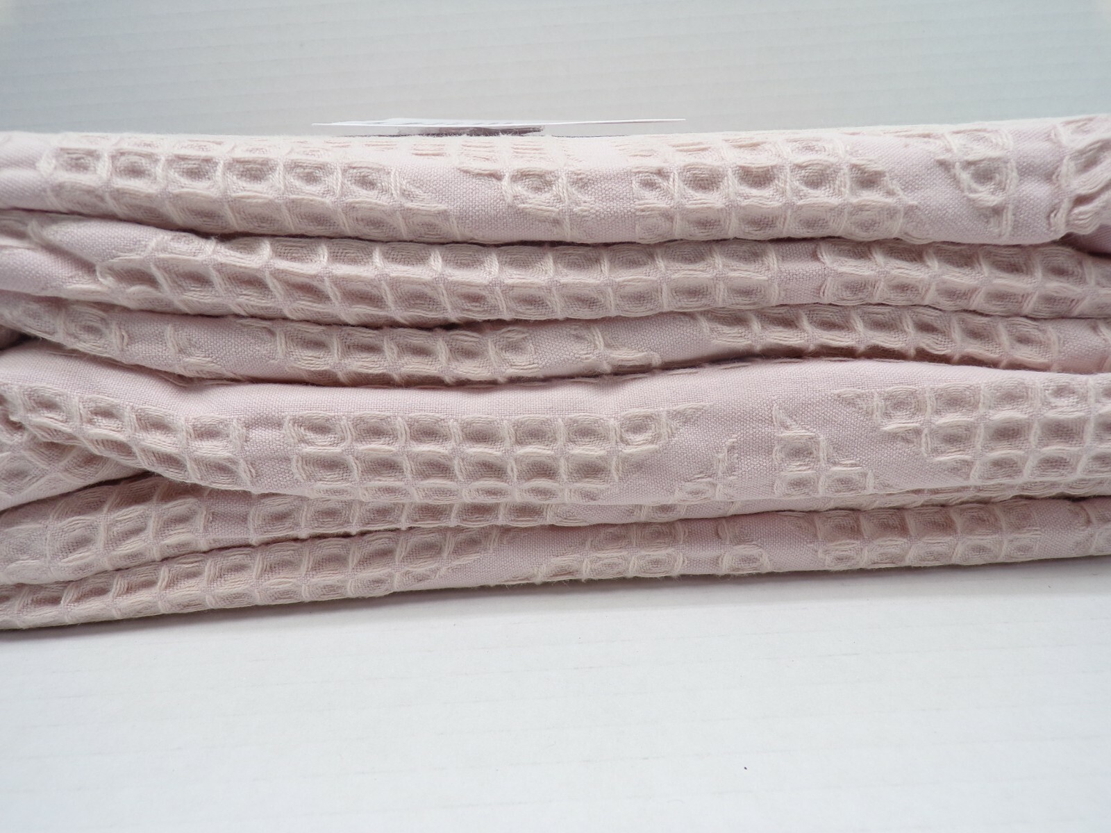 West Elm Organic Cotton Triangle Waffle Shower Curtain Blush Pink 72" #Q126B