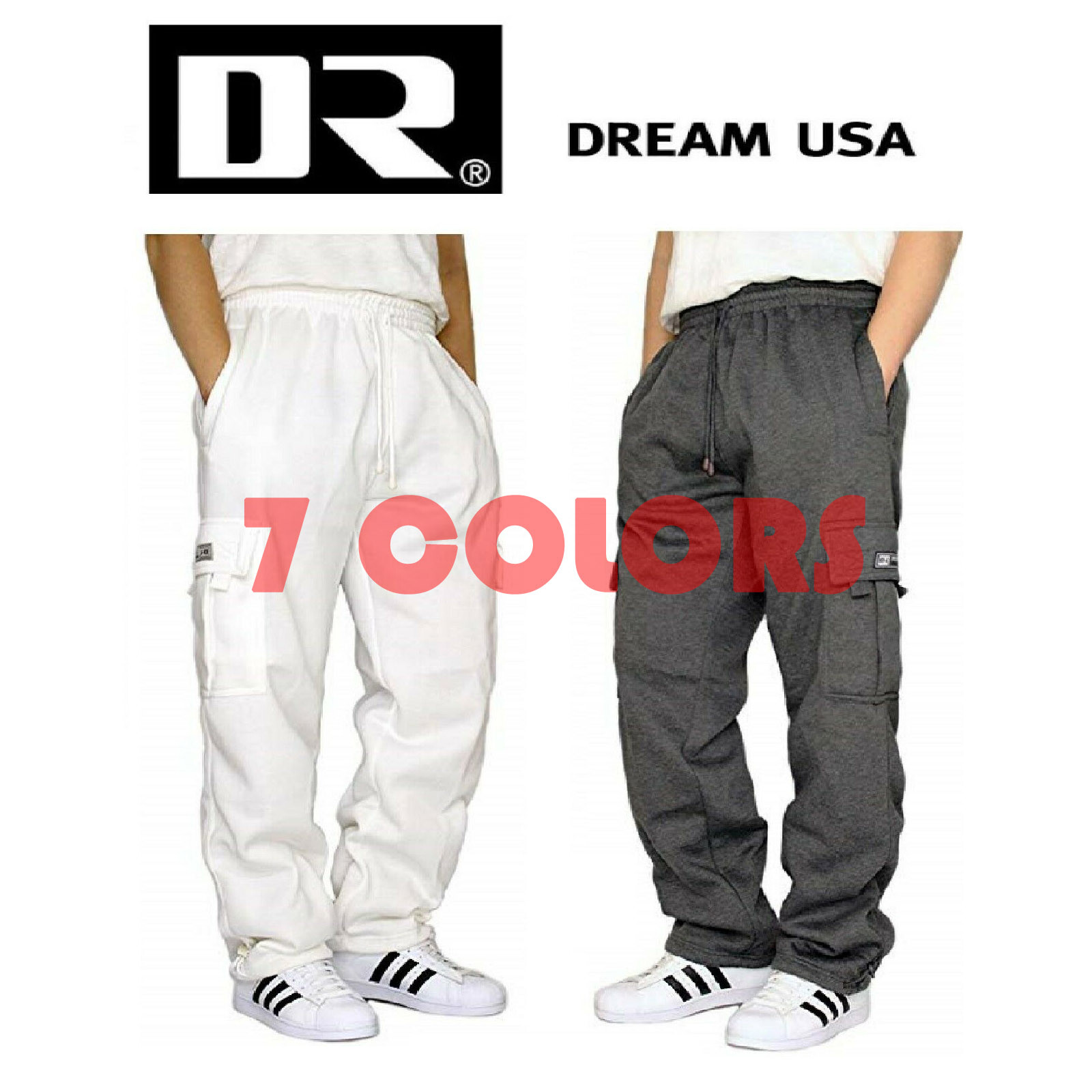 MEN'S FLEECE CARGO SWEATPANTS HEAVYWEIGHT S-5XL 7 COLORS *FAST SHIP